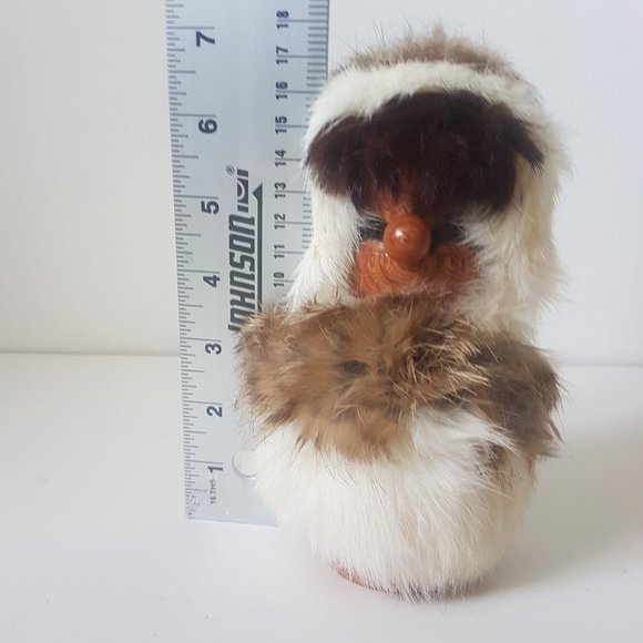 Vintage Wood Inuit Doll with Fur Raymond Bourbeau Handmade - Picture 8 of 14